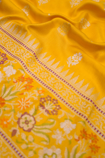Banarasi Silk Butta Yellow Saree