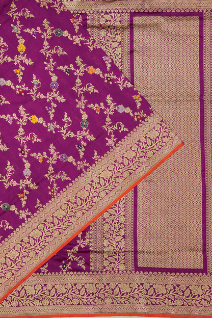 Banarasi Silk Brocade Violet Saree