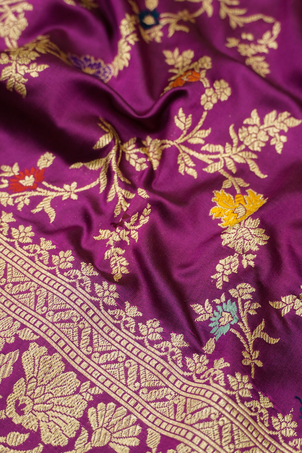 Banarasi Silk Brocade Violet Saree