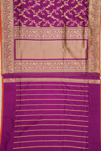 Banarasi Silk Brocade Violet Saree