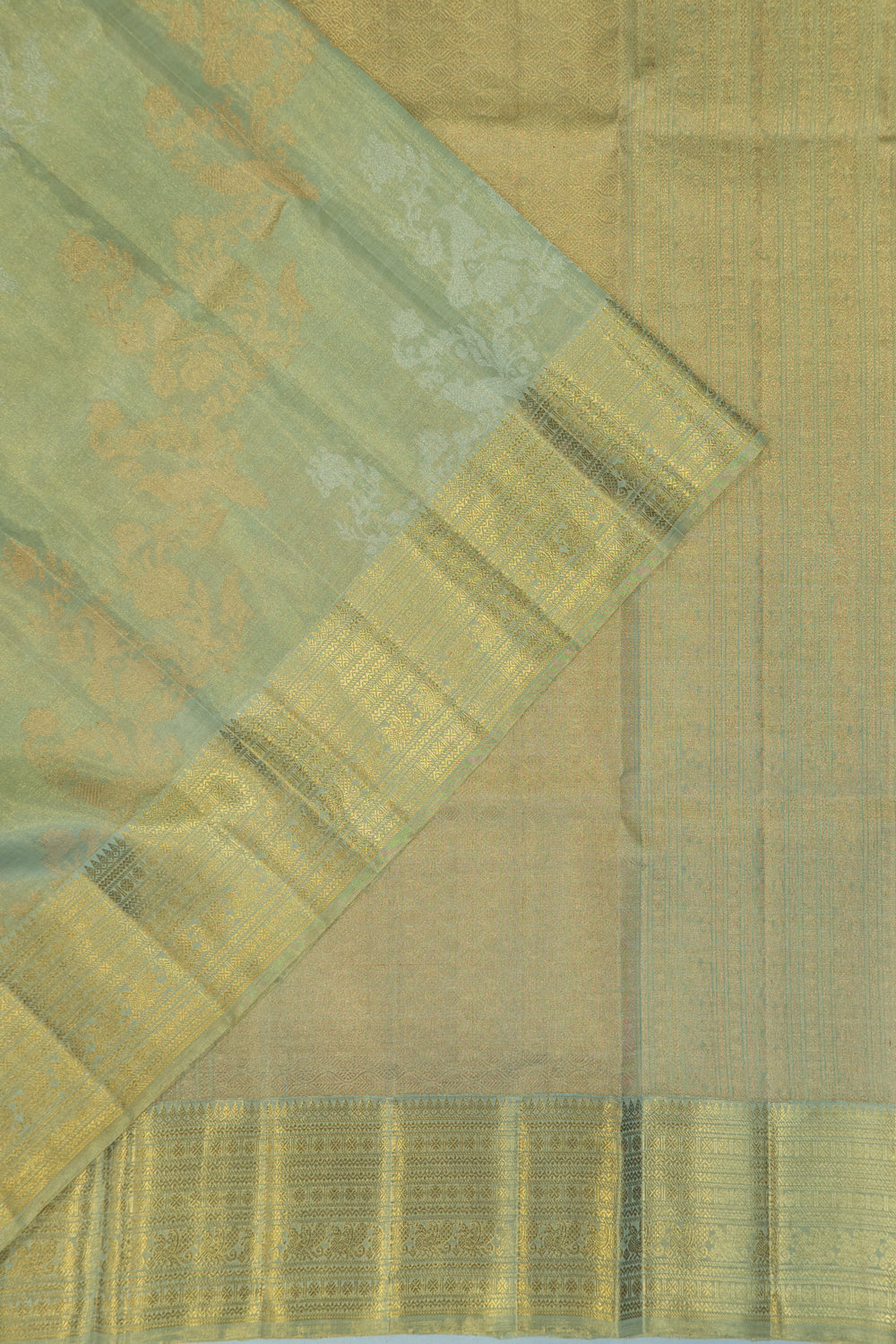 Kanchipuram Silk Leheriya Pastel Green Saree