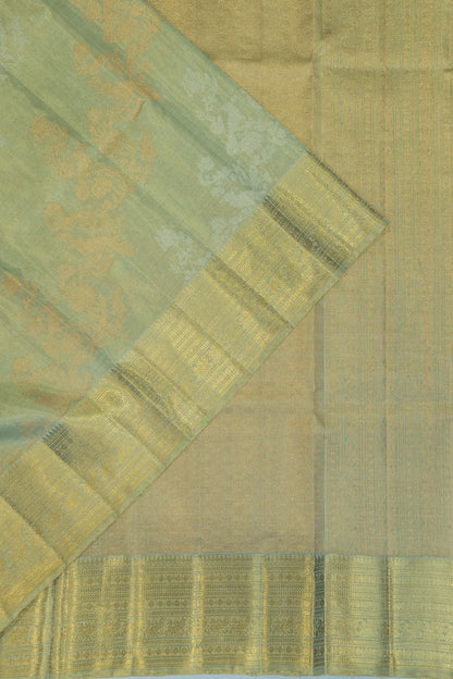 Kanchipuram Silk Leheriya Pastel Green Saree