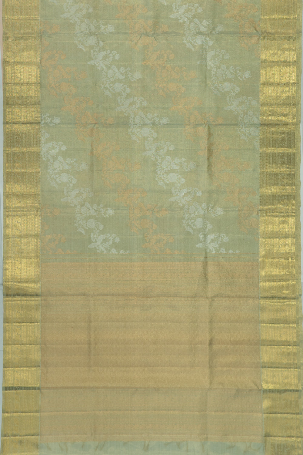 Kanchipuram Silk Leheriya Pastel Green Saree
