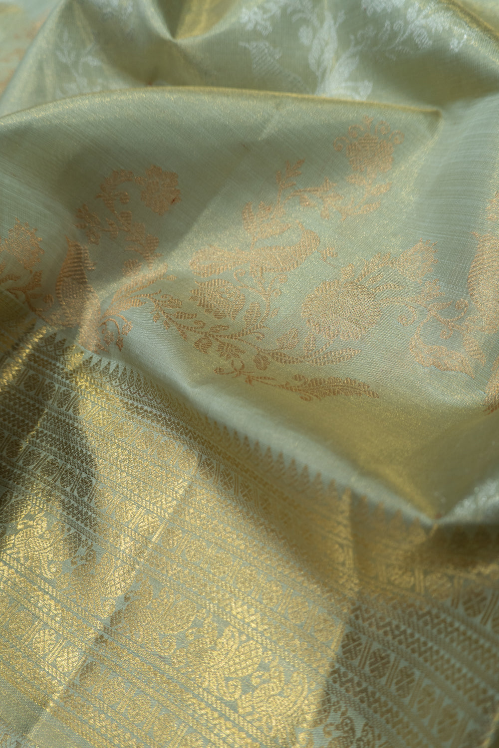 Kanchipuram Silk Leheriya Pastel Green Saree