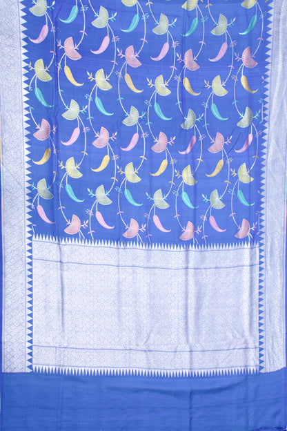Banarasi Tussar Georgette Jaal Blue Saree