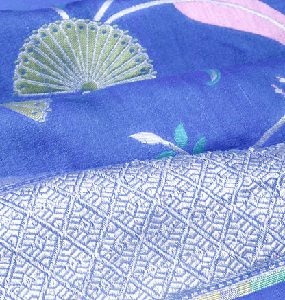 Banarasi Tussar Georgette Jaal Blue Saree