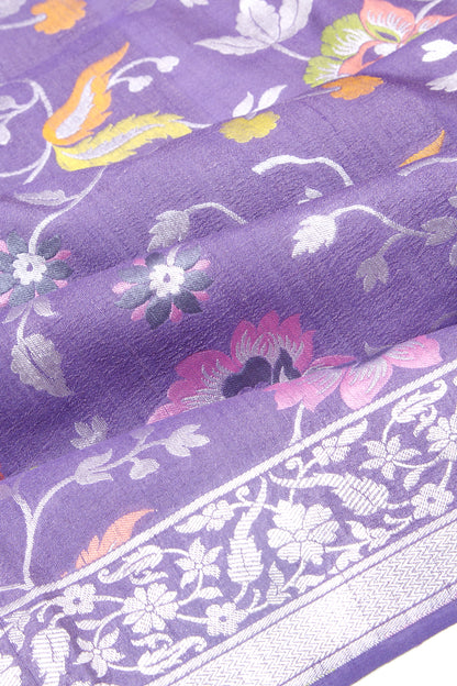 Banarasi Tussar Georgette Jaal Violet Saree