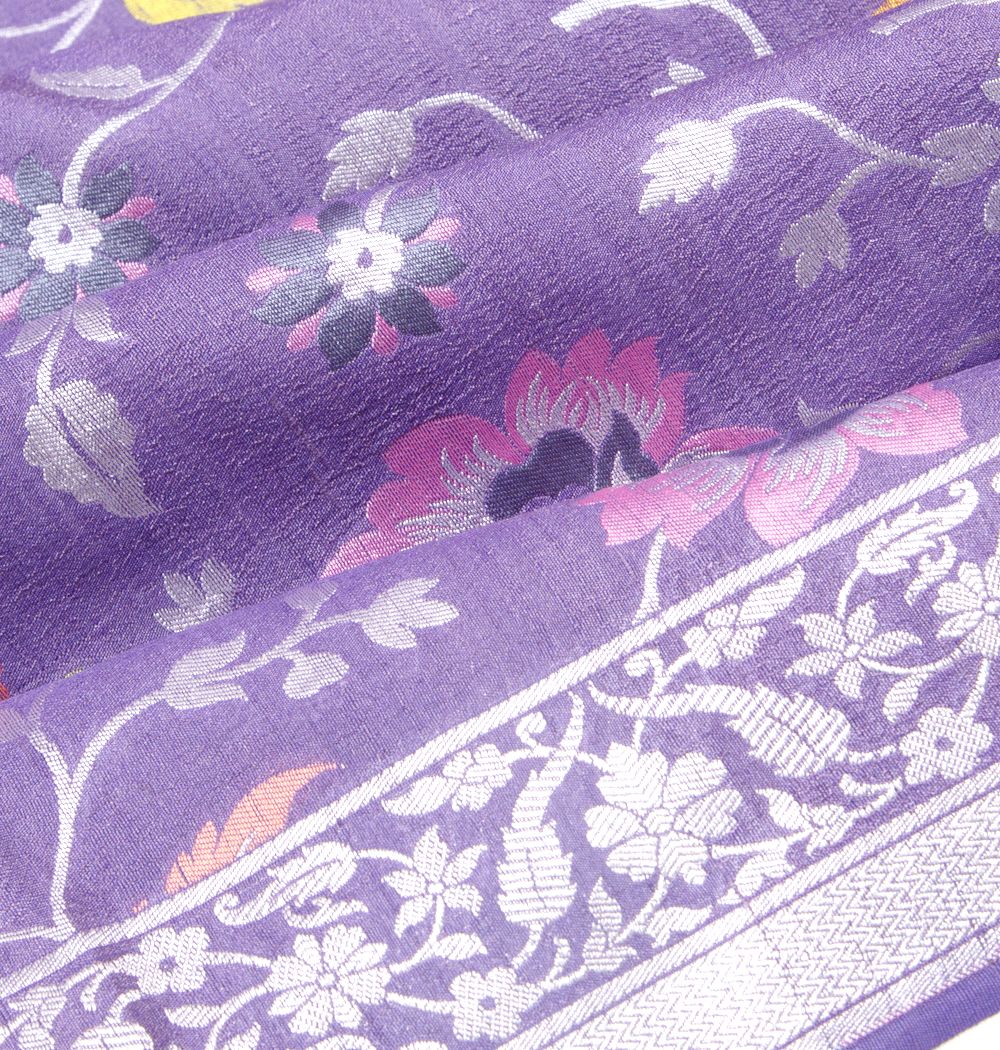 Banarasi Tussar Georgette Jaal Violet Saree