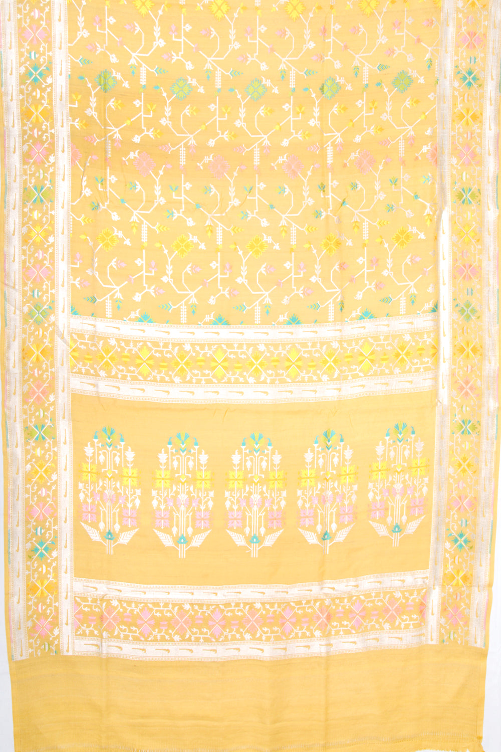 Banarasi Tussar Georgette Brocade Yellow Saree