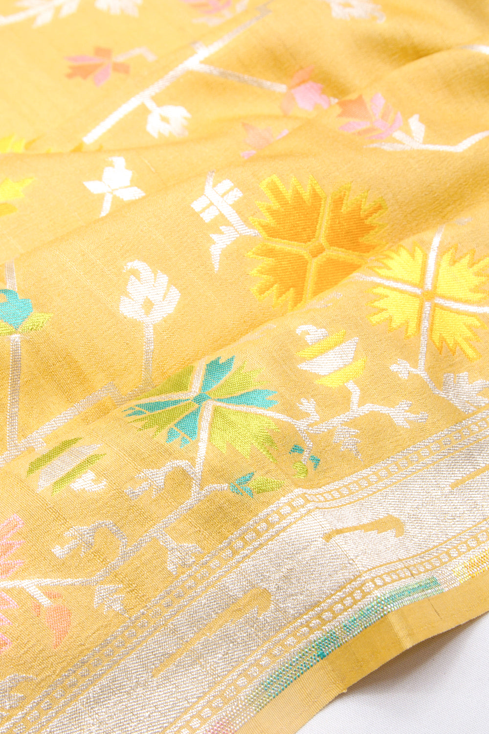 Banarasi Tussar Georgette Brocade Yellow Saree