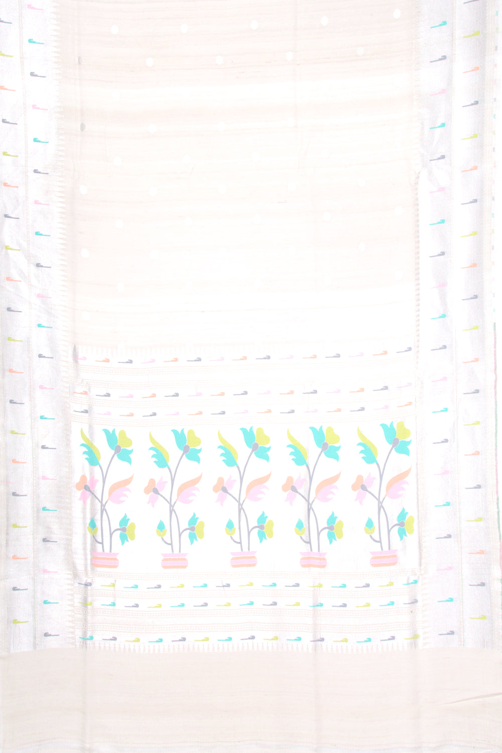 Banarasi Tussar Georgette Butta Cream Saree