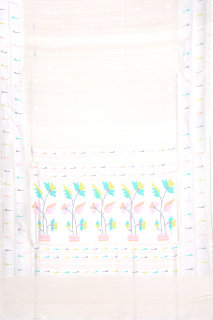 Banarasi Tussar Georgette Butta Cream Saree