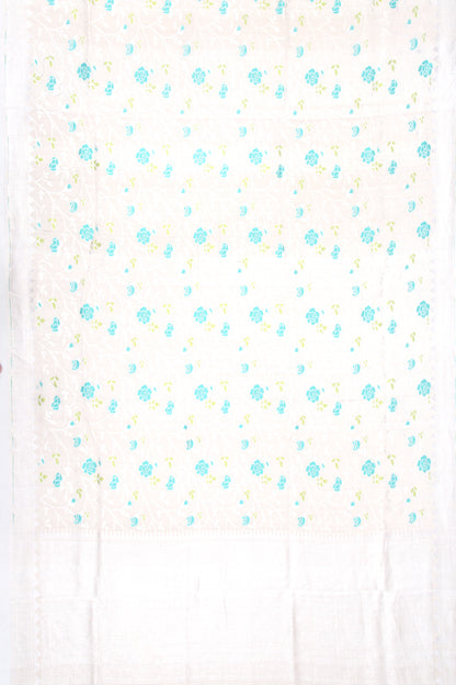 Banarasi Tussar Georgette Jaal Cream Saree