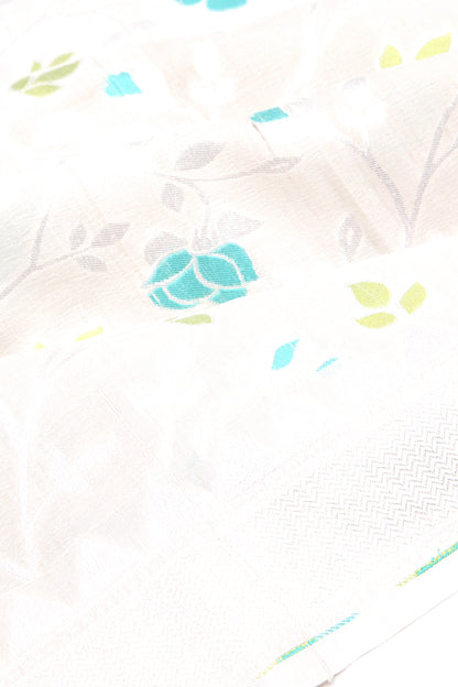 Banarasi Tussar Georgette Jaal Cream Saree