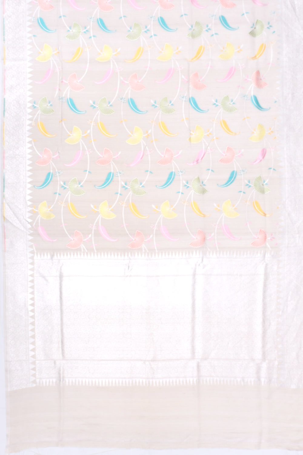 Banarasi Tussar Georgette Jaal Cream Saree