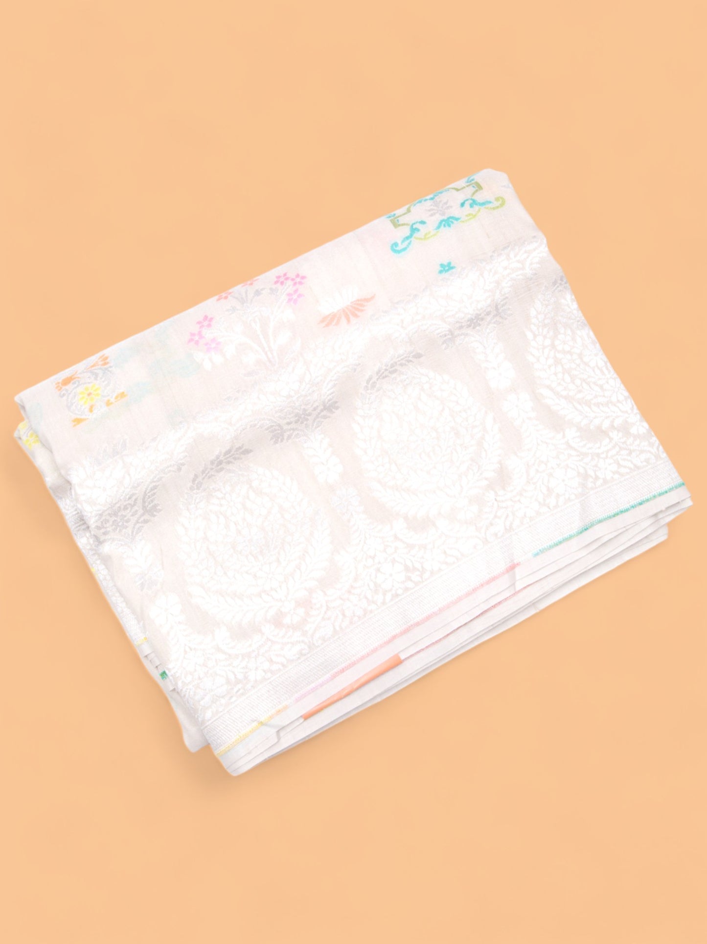 Banarasi Tussar Georgette Jaal Cream Saree