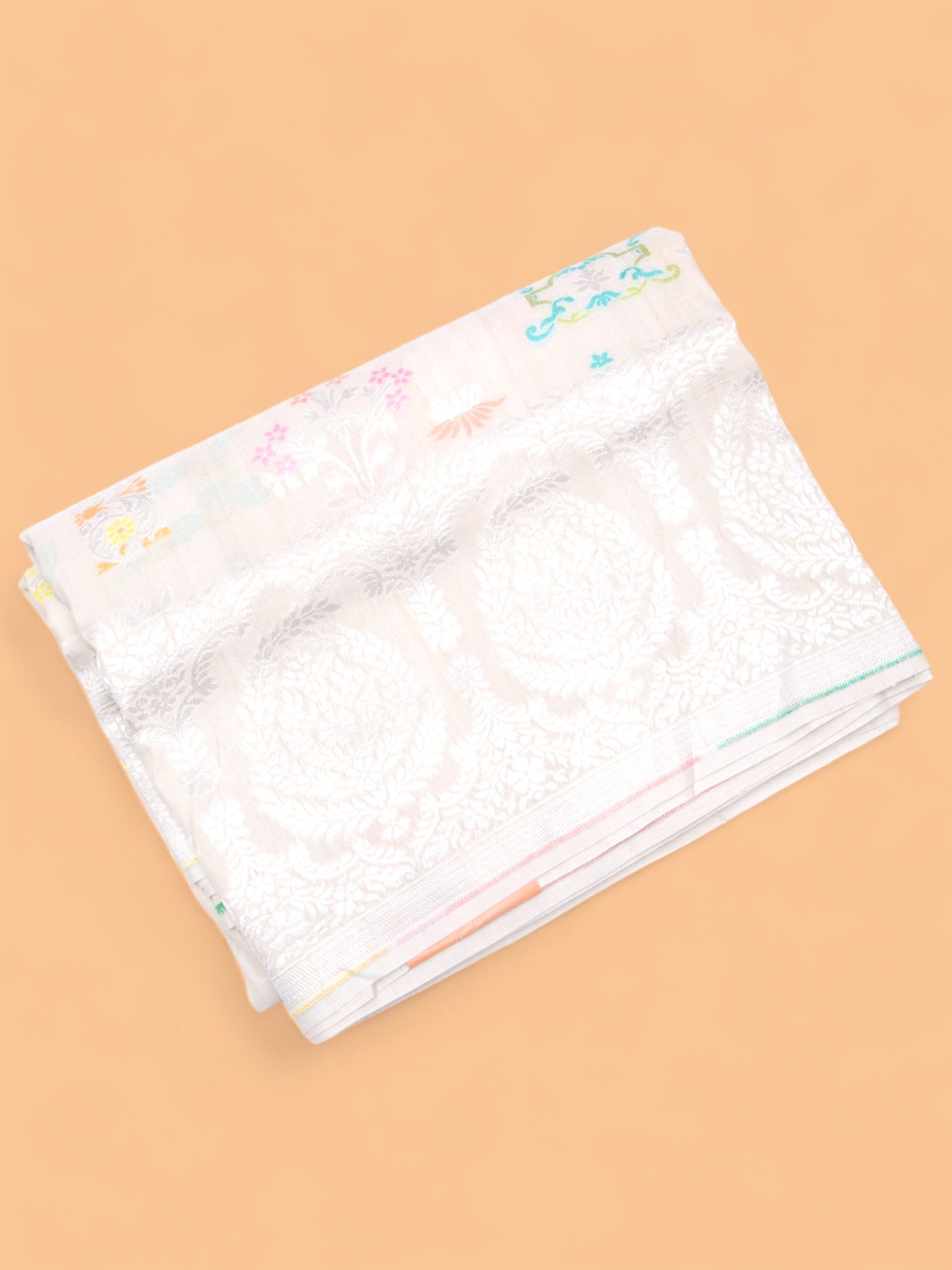 Banarasi Tussar Georgette Jaal Cream Saree