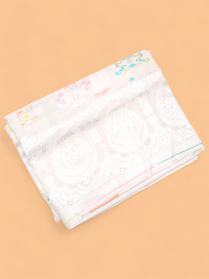 Banarasi Tussar Georgette Jaal Cream Saree