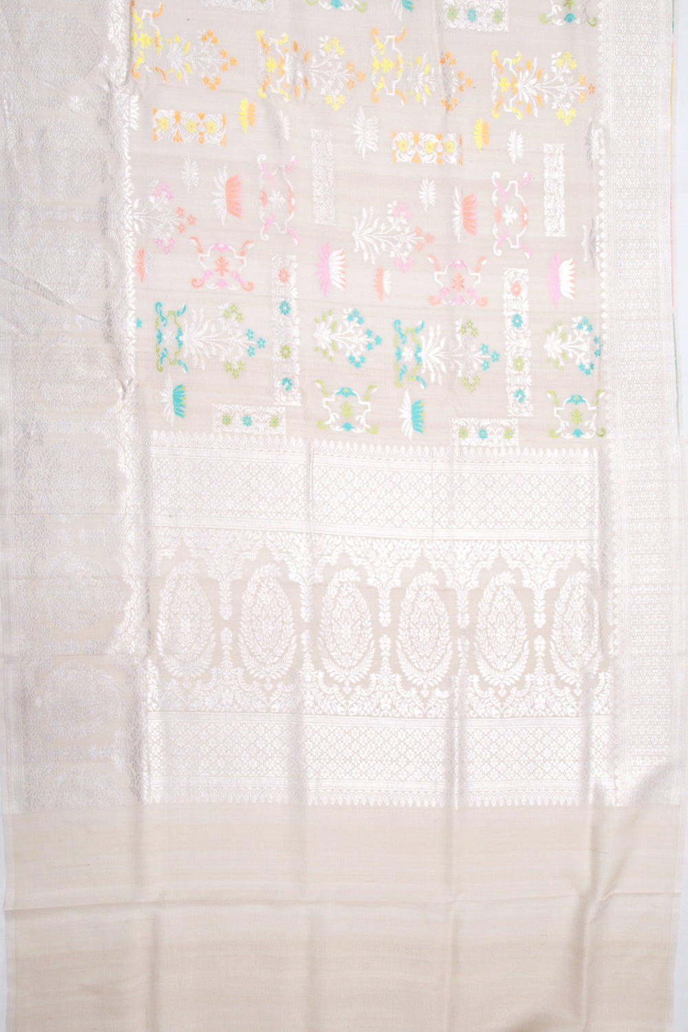 Banarasi Tussar Georgette Jaal Cream Saree