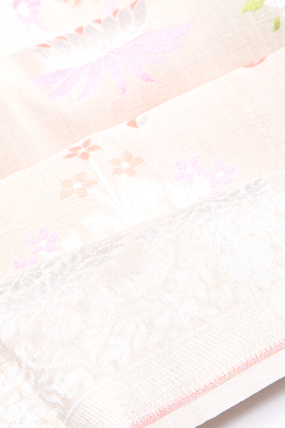 Banarasi Tussar Georgette Jaal Cream Saree