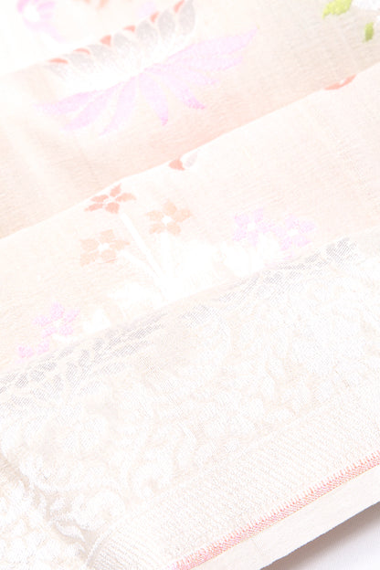 Banarasi Tussar Georgette Jaal Cream Saree