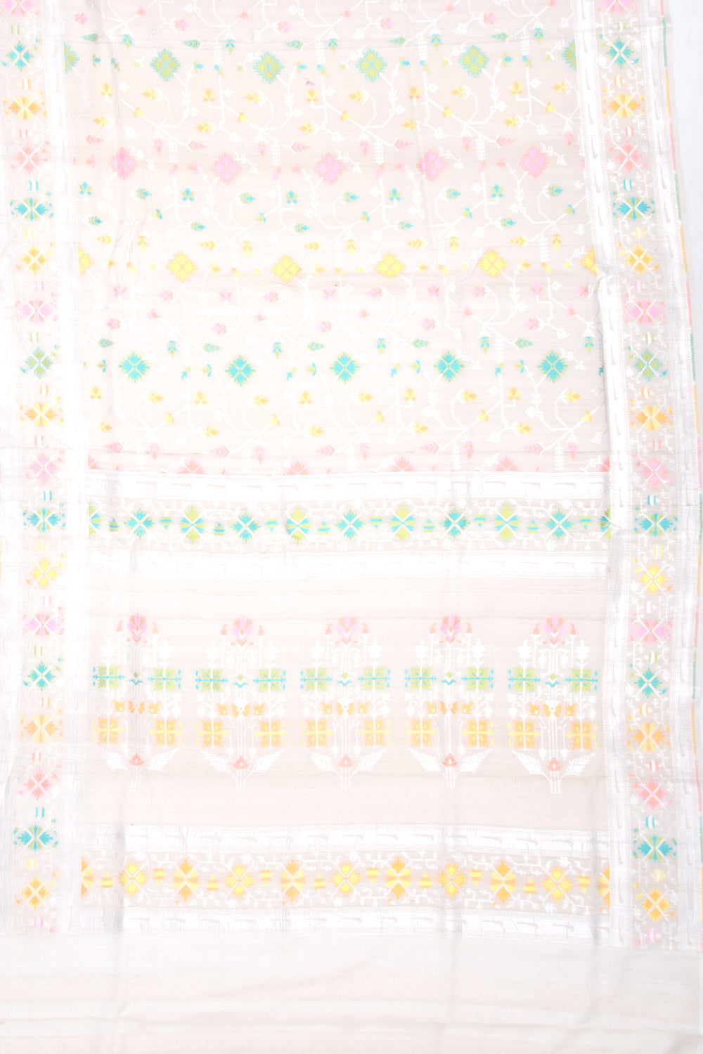 Banarasi Tussar Georgette Jaal Cream Saree