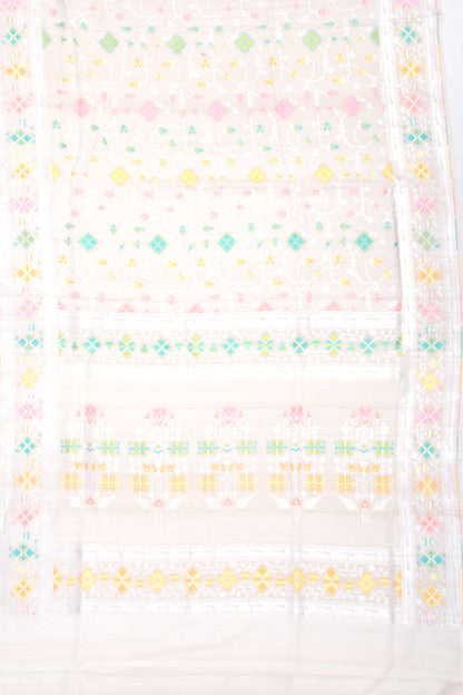 Banarasi Tussar Georgette Jaal Cream Saree