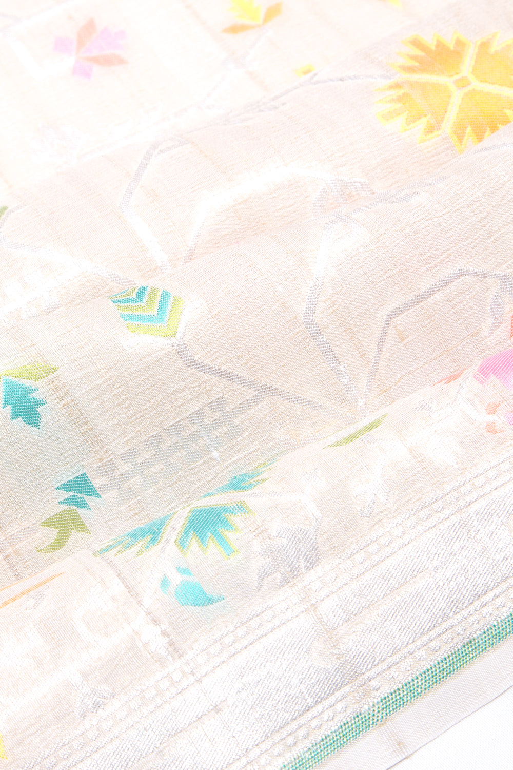 Banarasi Tussar Georgette Jaal Cream Saree