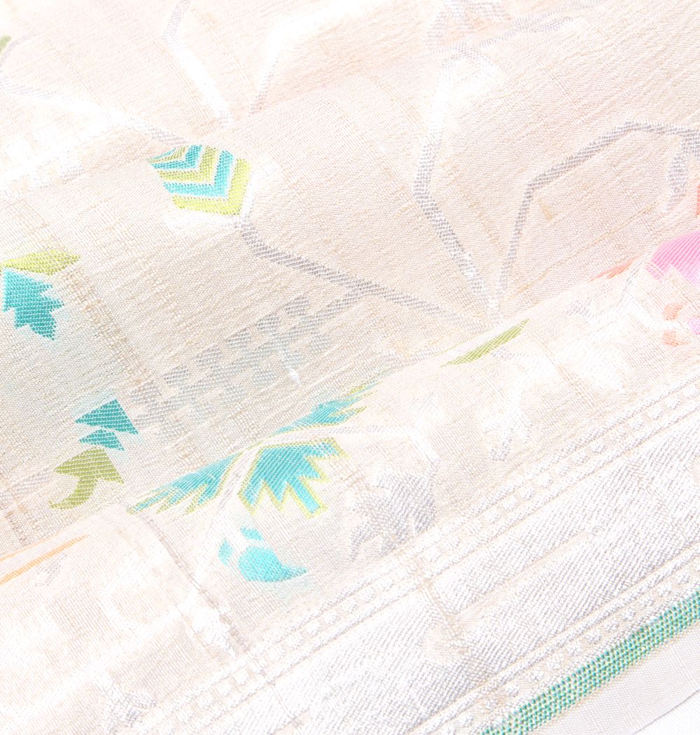 Banarasi Tussar Georgette Jaal Cream Saree