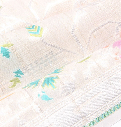 Banarasi Tussar Georgette Jaal Cream Saree