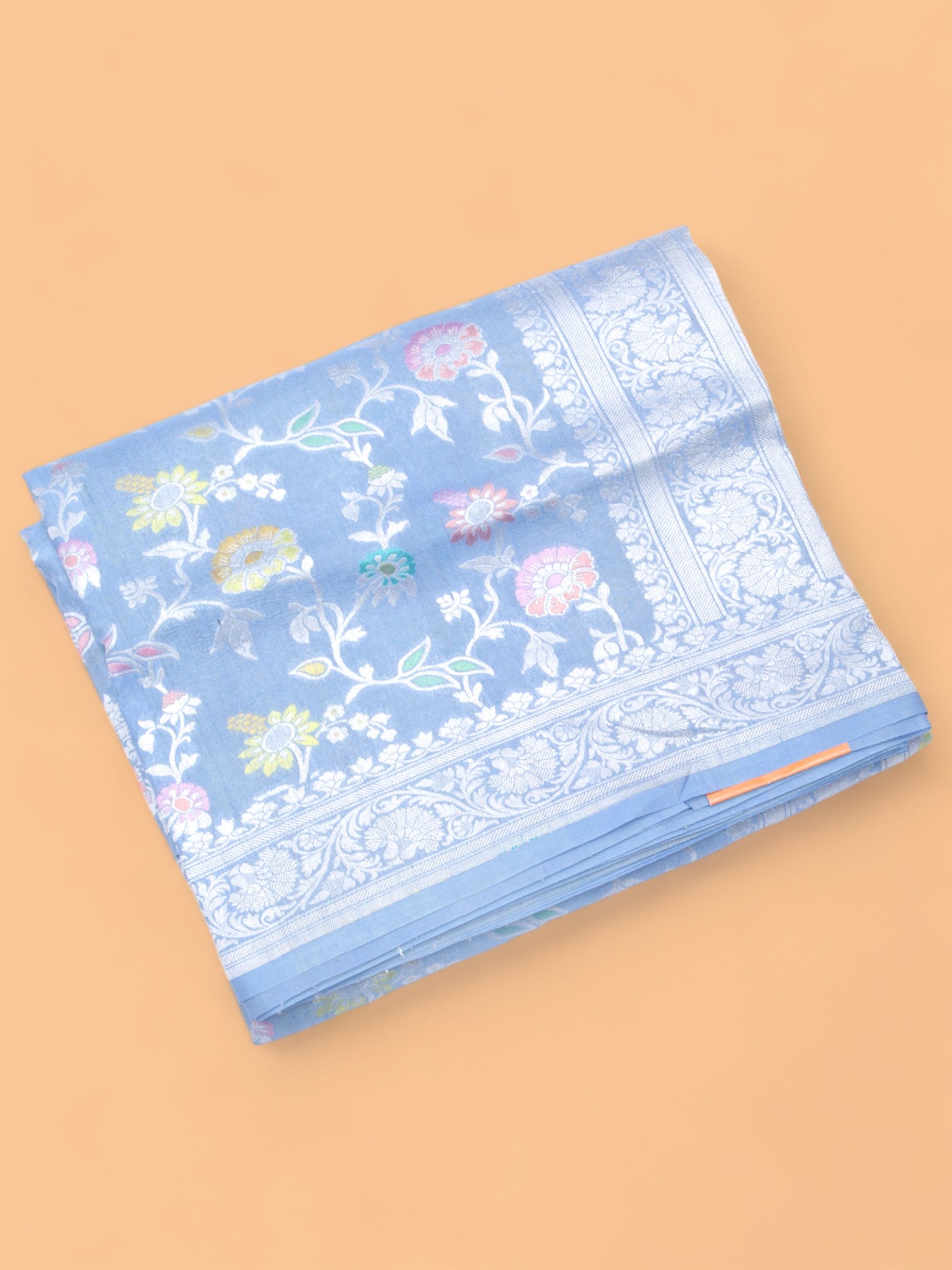 Banarasi Tussar Georgette Jaal Sky Blue Saree