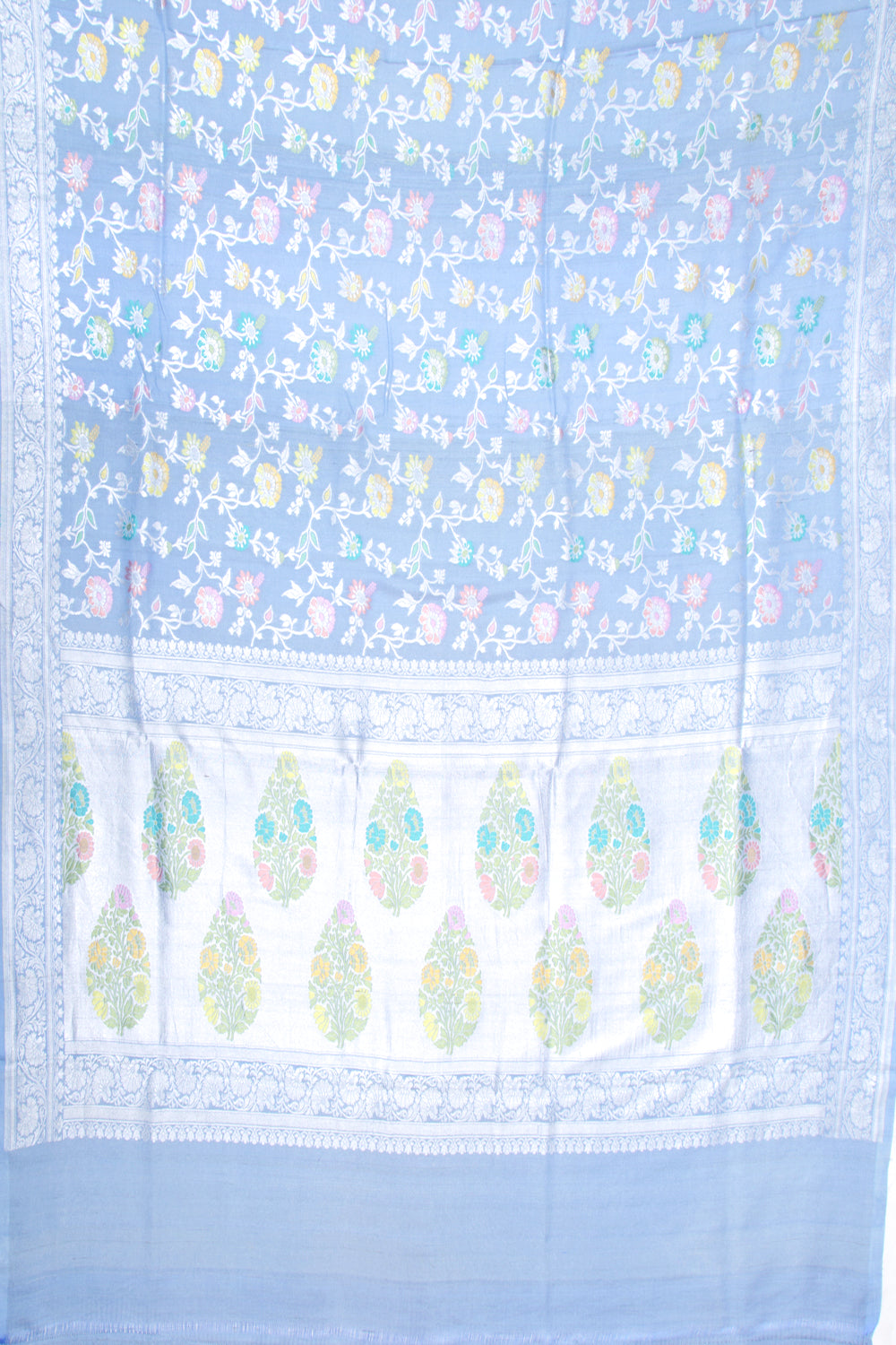 Banarasi Tussar Georgette Jaal Sky Blue Saree