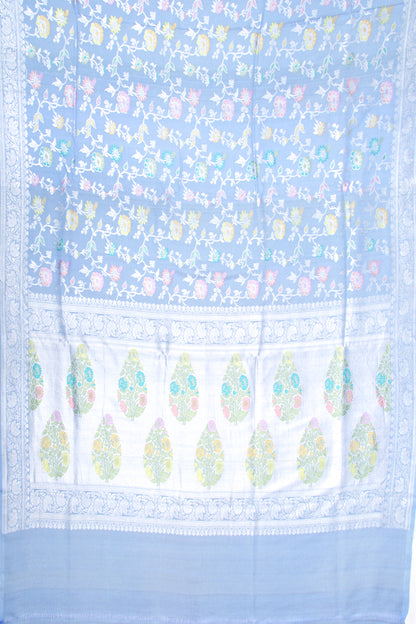 Banarasi Tussar Georgette Jaal Sky Blue Saree