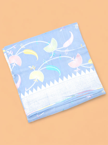 Banarasi Tussar Georgette Jaal Blue Saree