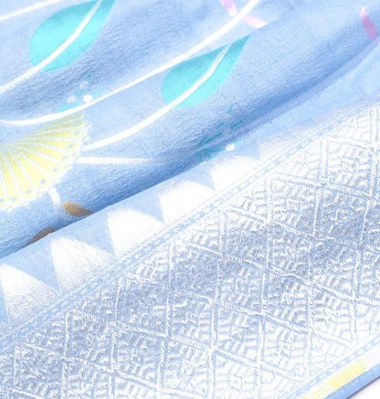 Banarasi Tussar Georgette Jaal Blue Saree