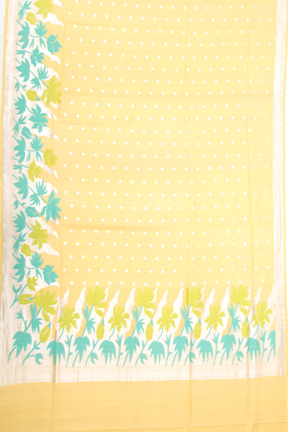 Banarasi Tussar Georgette Butta Yellow Saree