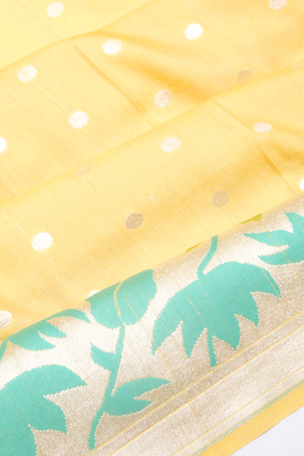 Banarasi Tussar Georgette Butta Yellow Saree