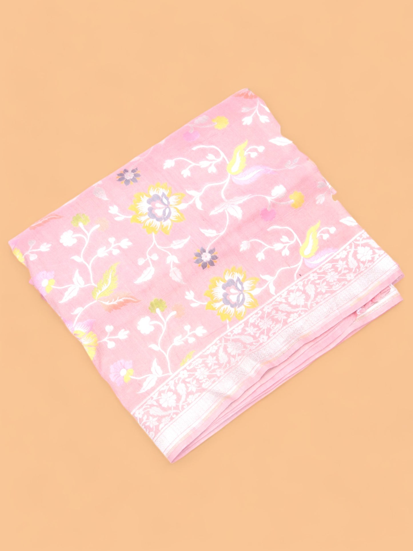 Banarasi Tussar Georgette Jaal Peach Saree