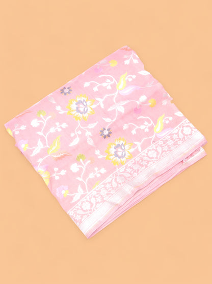 Banarasi Tussar Georgette Jaal Peach Saree