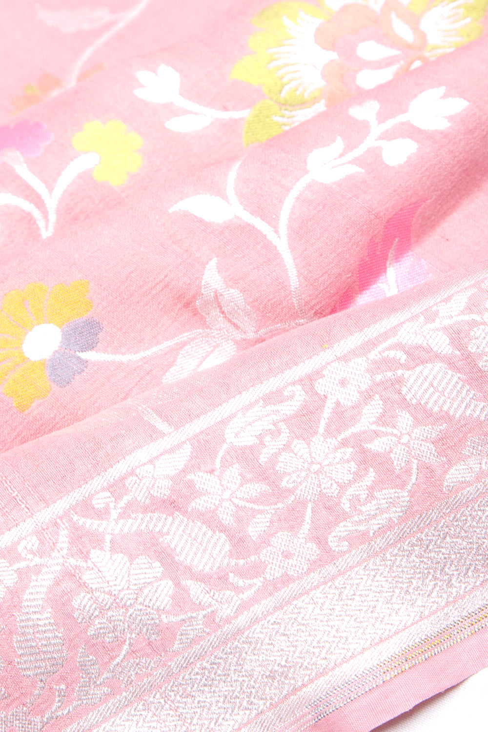 Banarasi Tussar Georgette Jaal Peach Saree