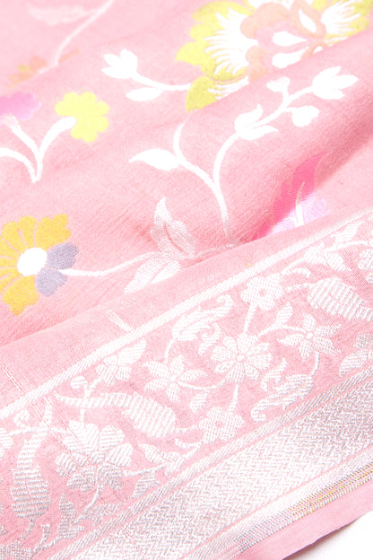 Banarasi Tussar Georgette Jaal Peach Saree