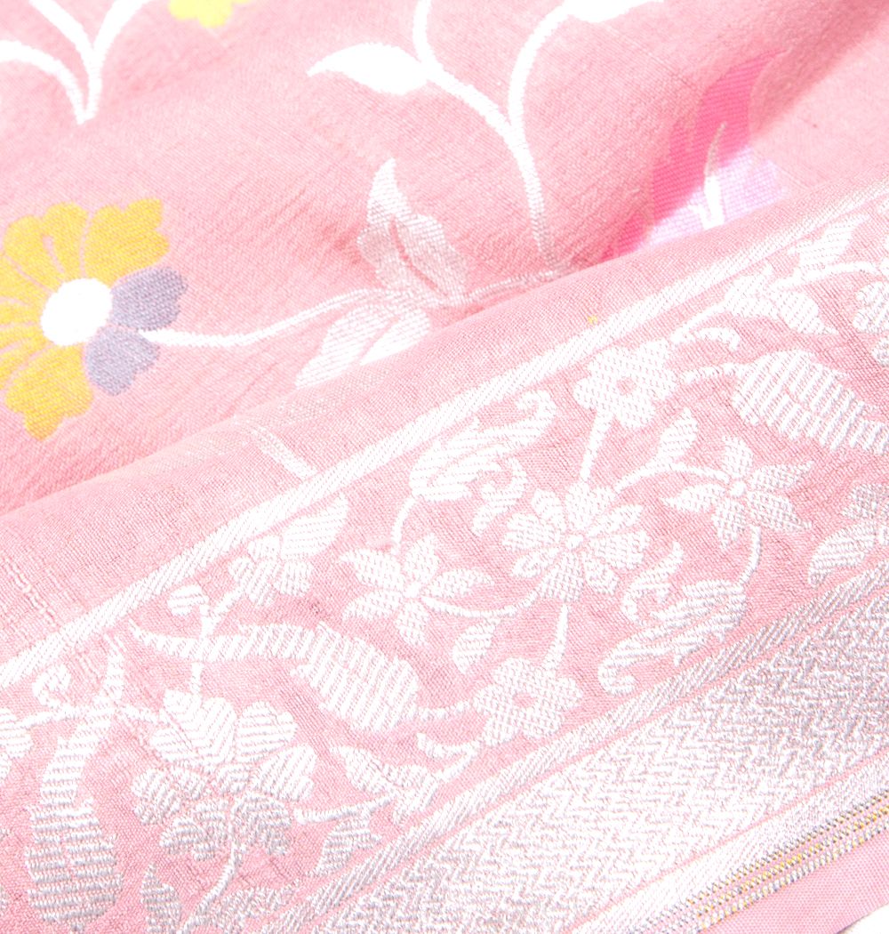 Banarasi Tussar Georgette Jaal Peach Saree