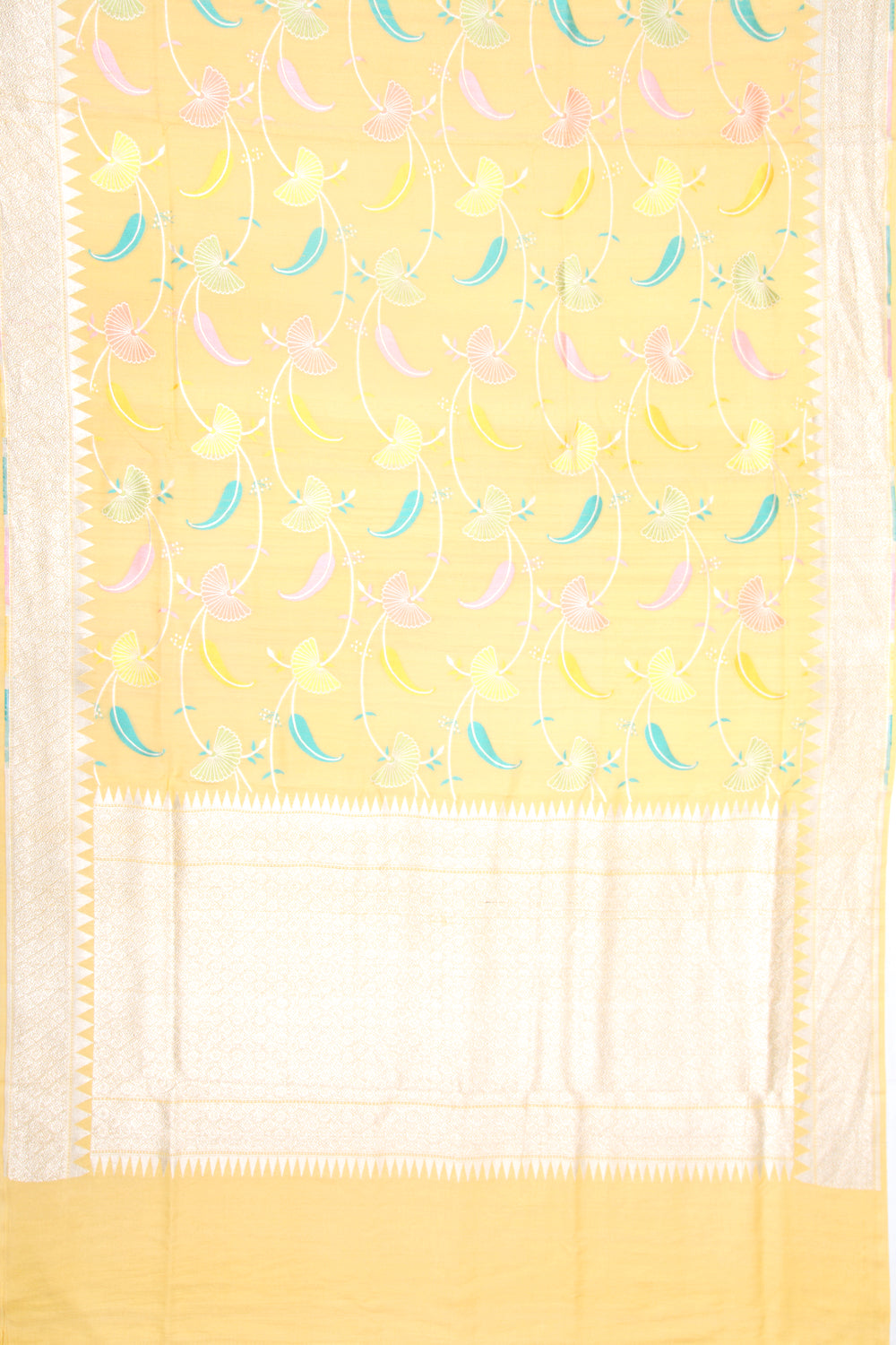 Banarasi Tussar Georgette Jaal Yellow Saree