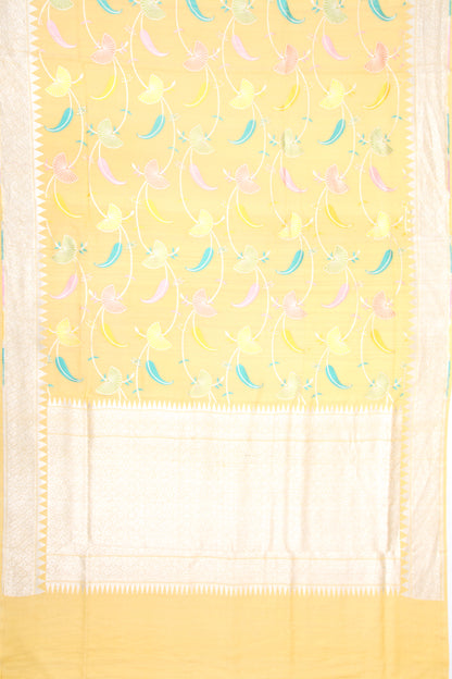 Banarasi Tussar Georgette Jaal Yellow Saree