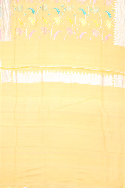 Banarasi Tussar Georgette Jaal Yellow Saree