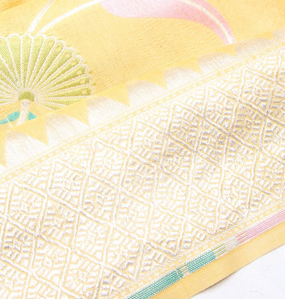 Banarasi Tussar Georgette Jaal Yellow Saree