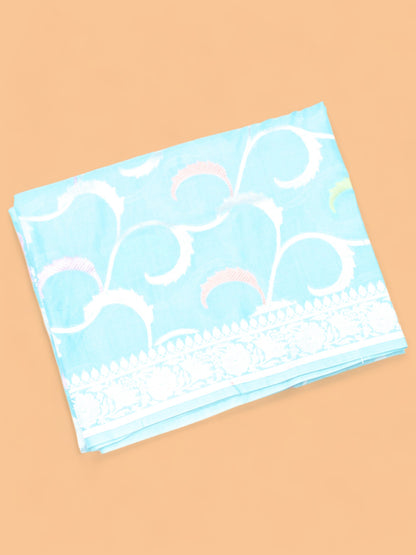 Banarasi Tussar Georgette Jaal Sky Blue Saree