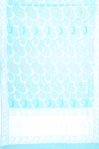 Banarasi Tussar Georgette Jaal Sky Blue Saree