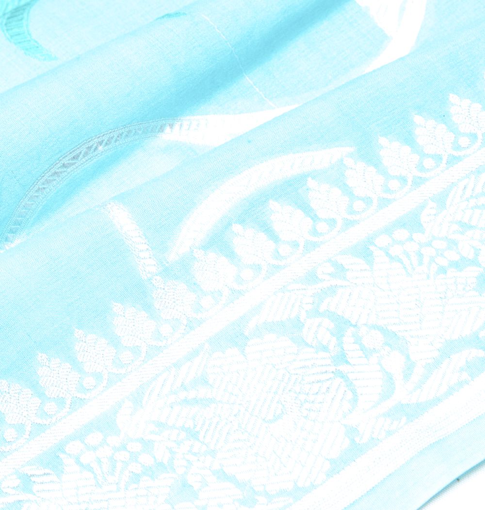 Banarasi Tussar Georgette Jaal Sky Blue Saree