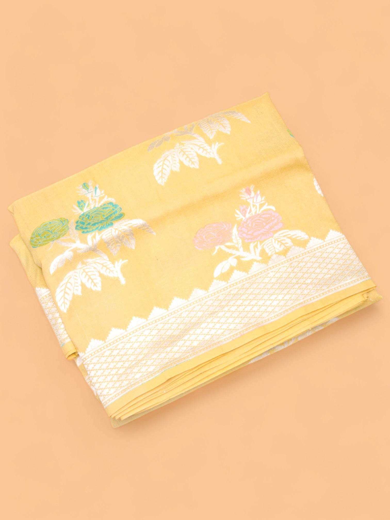 Banrasi Tussar Georgette Butta Yellow Saree